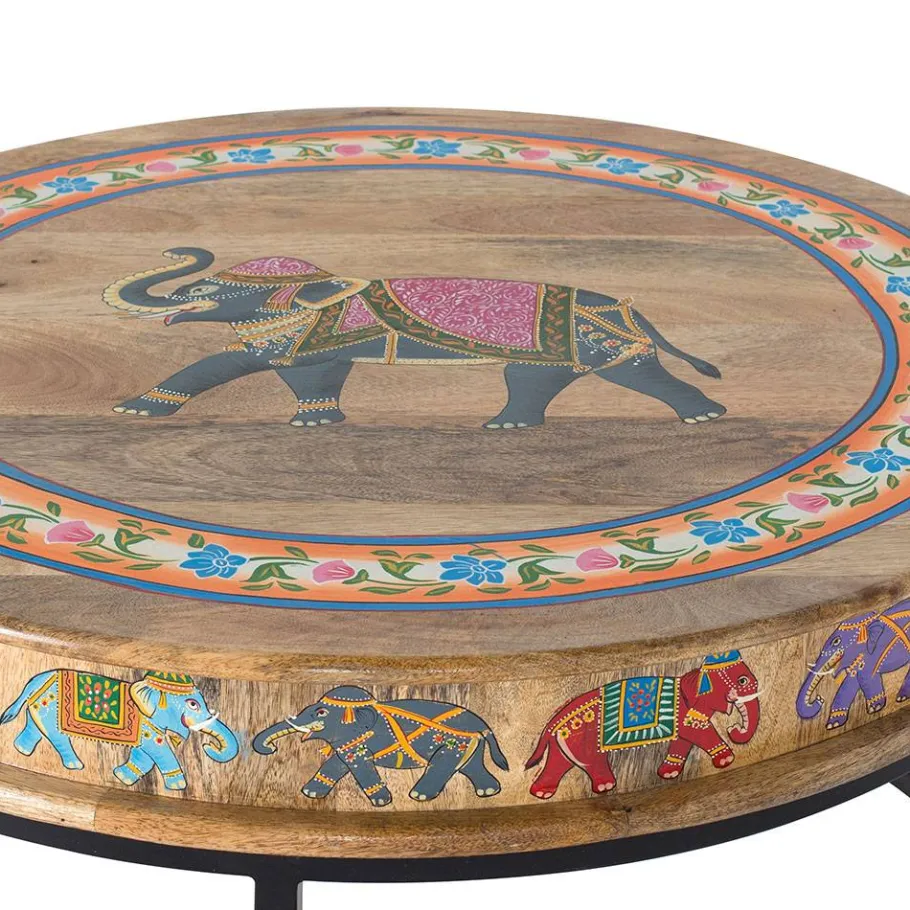 Hot Wohnen Orient Style Couchtisch mit Elefanten farbenfroh bemalt - Tabacho