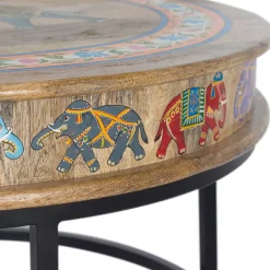 Hot Wohnen Orient Style Couchtisch mit Elefanten farbenfroh bemalt - Tabacho