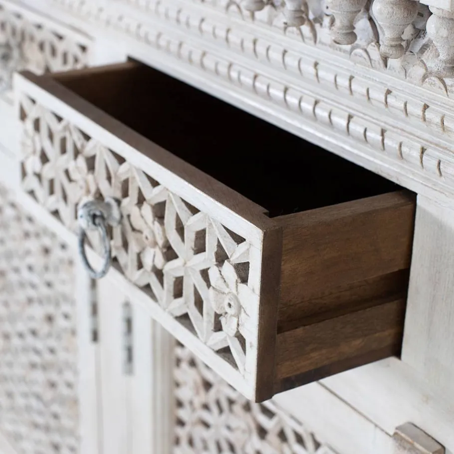 Discount Wohnen Orient Style Sideboard aus Mangoholz White Wash - Capo