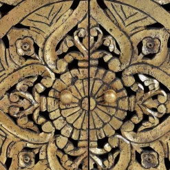 Outlet Wohnen Oriental Design Sideboard in Gold und Walnussbraun - Roswito