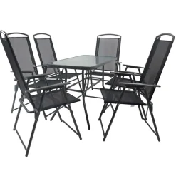 Outlet Wohnen Outdoor Tisch & Klappstühle Set - Alcamo (siebenteilig)