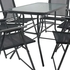 Outlet Wohnen Outdoor Tisch & Klappstühle Set - Alcamo (siebenteilig)