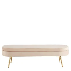 Hot Wohnen Ovale Polsterbank in Beige & Gold - Mamoud