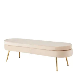 Hot Wohnen Ovale Polsterbank in Beige & Gold - Mamoud