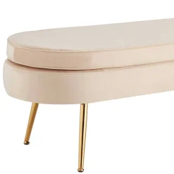 Hot Wohnen Ovale Polsterbank in Beige & Gold - Mamoud
