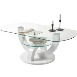 New Wohnen Ovaler Design Glastisch fürs Wohnzimmer - Trucos
