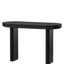 Outlet Wohnen Ovaler Design Schreibtisch in Schwarz Holzoptik - Belinda