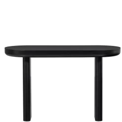 Outlet Wohnen Ovaler Design Schreibtisch in Schwarz Holzoptik - Belinda