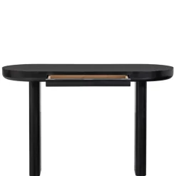 Outlet Wohnen Ovaler Design Schreibtisch in Schwarz Holzoptik - Belinda