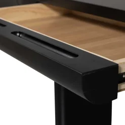 Outlet Wohnen Ovaler Design Schreibtisch in Schwarz Holzoptik - Belinda