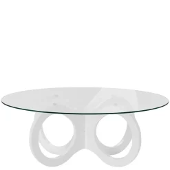 Sale Wohnen Ovaler Design-Couchtisch in Transparent Glas - Gildas