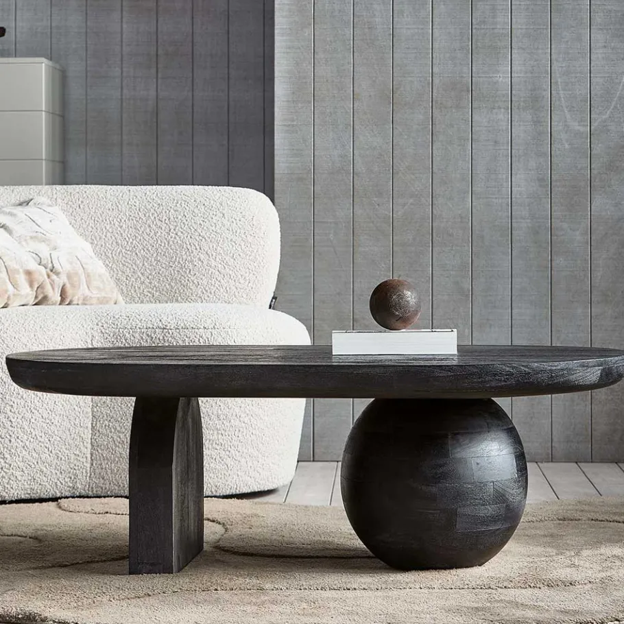 Discount Wohnen Ovaler Design-Couchtisch in Schwarz - Islando