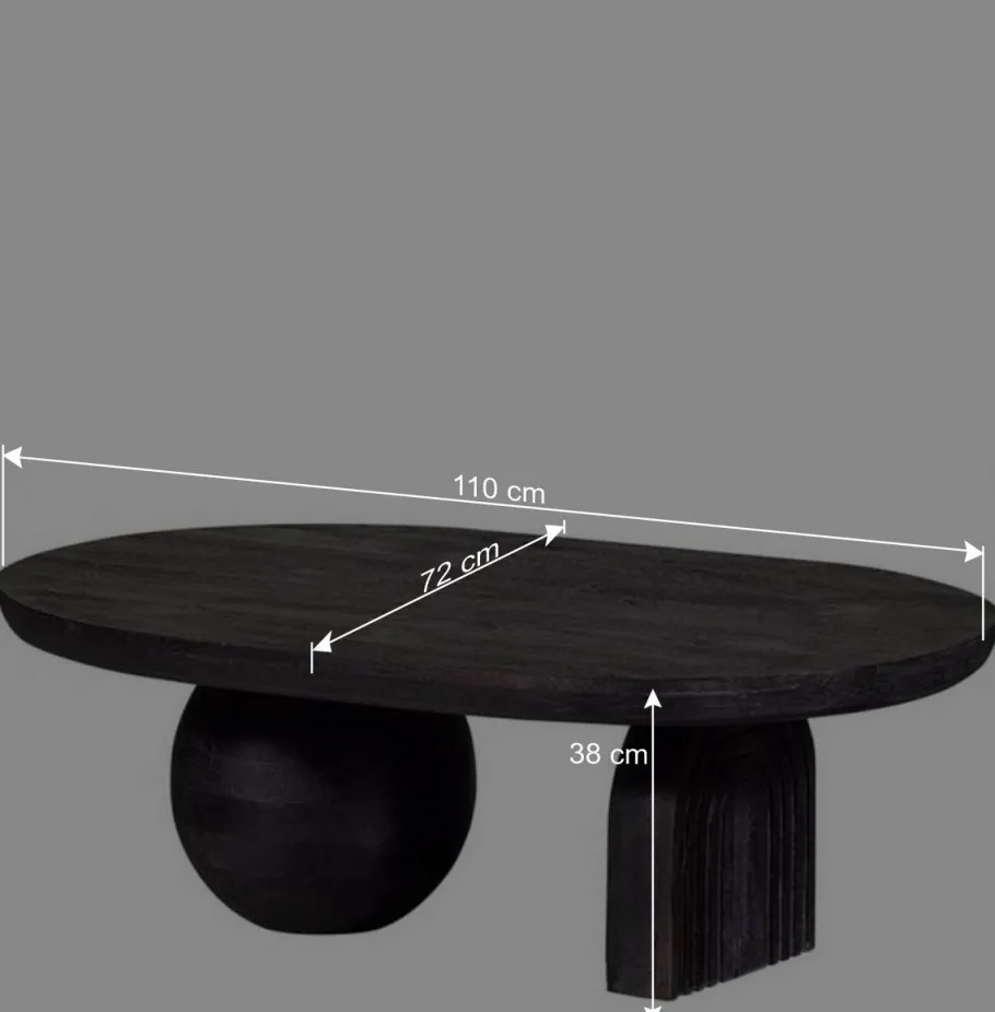 Discount Wohnen Ovaler Design-Couchtisch in Schwarz - Islando