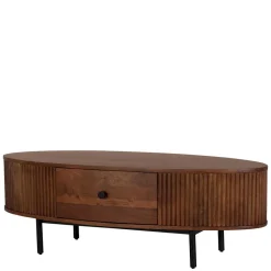 Hot Wohnen Ovaler Retro Couchtisch mit einer Schublade - Chalil