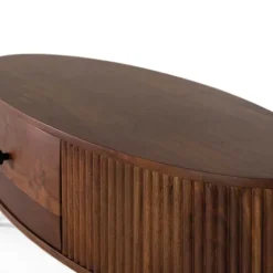 Hot Wohnen Ovaler Retro Couchtisch mit einer Schublade - Chalil