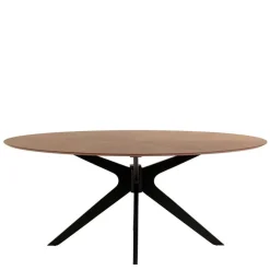 New Wohnen Ovaler Retro Design Tisch in Walnuss & Schwarz - Botan