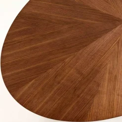 New Wohnen Ovaler Retro Design Tisch in Walnuss & Schwarz - Botan