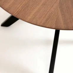 New Wohnen Ovaler Retro Design Tisch in Walnuss & Schwarz - Botan