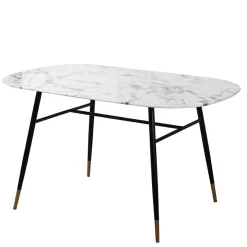 Clearance Wohnen Ovaler Retro Esstisch in Marmoroptik - Little