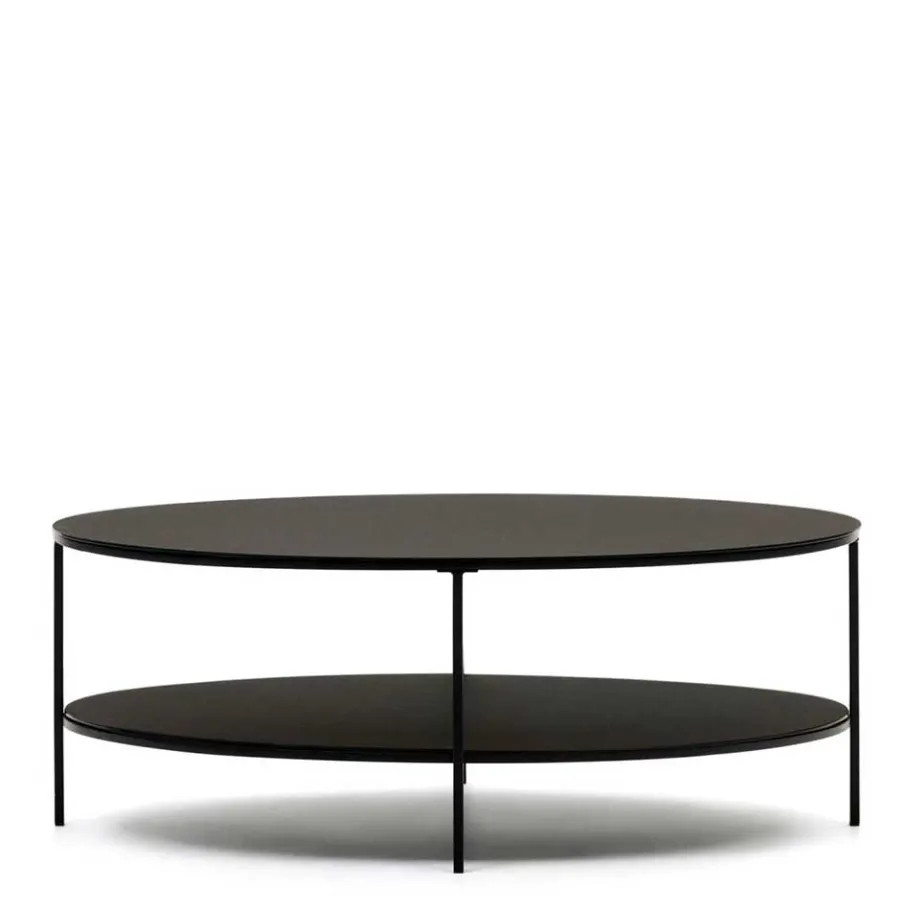 Best Wohnen Ovaler Sofatisch aus Glas und Metall - Calama