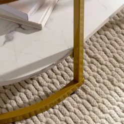 Hot Wohnen Ovaler Wohnzimmertisch im Marmor Look - Narkus