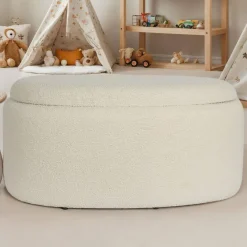 Online Wohnen Ovaler XL Hocker mit Stauraum-Truhe - Barracin
