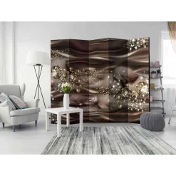 Clearance Wohnen Paravent Design Raumteiler in Braun & Gold - Nasco
