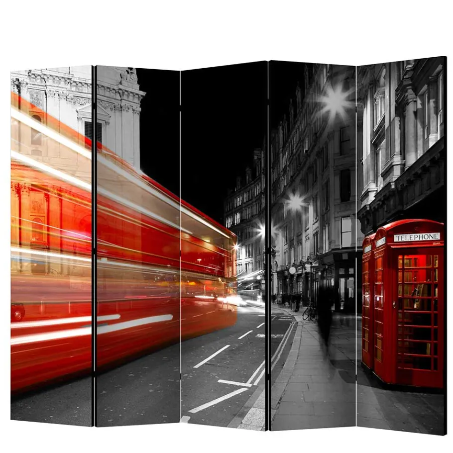 Sale Wohnen Paravent in Schwarz Weiß Rot - London Fotodruck - Enkes