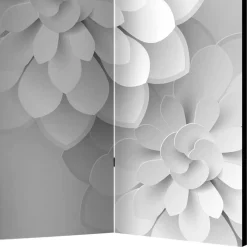 Discount Wohnen Paravent mit Blumen Motiv in Weiß & Hellgrau - Monca