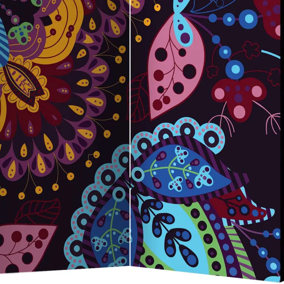 Outlet Wohnen Paravent mit farbenfrohem Mandala Motiv - Yaniz