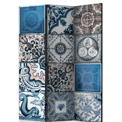 Wohnen Paravent mit Kachel Design in Blau Grau - Baltra