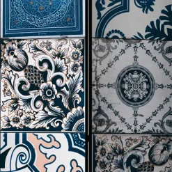 Wohnen Paravent mit Kachel Design in Blau Grau - Baltra