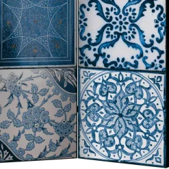 Wohnen Paravent mit Kachel Design in Blau Grau - Baltra