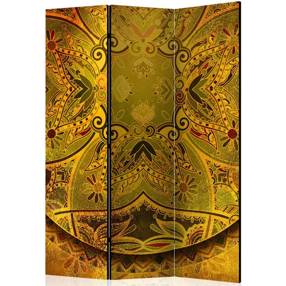 New Wohnen Paravent mit Mandala Motiv Goldfarben - Gabrio