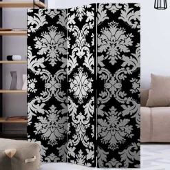 Sale Wohnen Paravent mit Ornament Muster in Schwarz Weiß - Metallin
