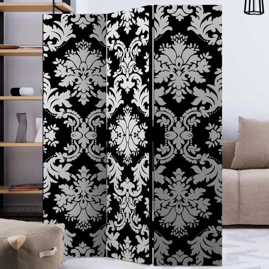 Sale Wohnen Paravent mit Ornament Muster in Schwarz Weiß - Metallin