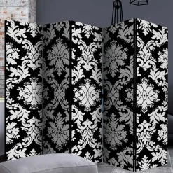 Sale Wohnen Paravent mit Ornament Muster in Schwarz Weiß - Metallin