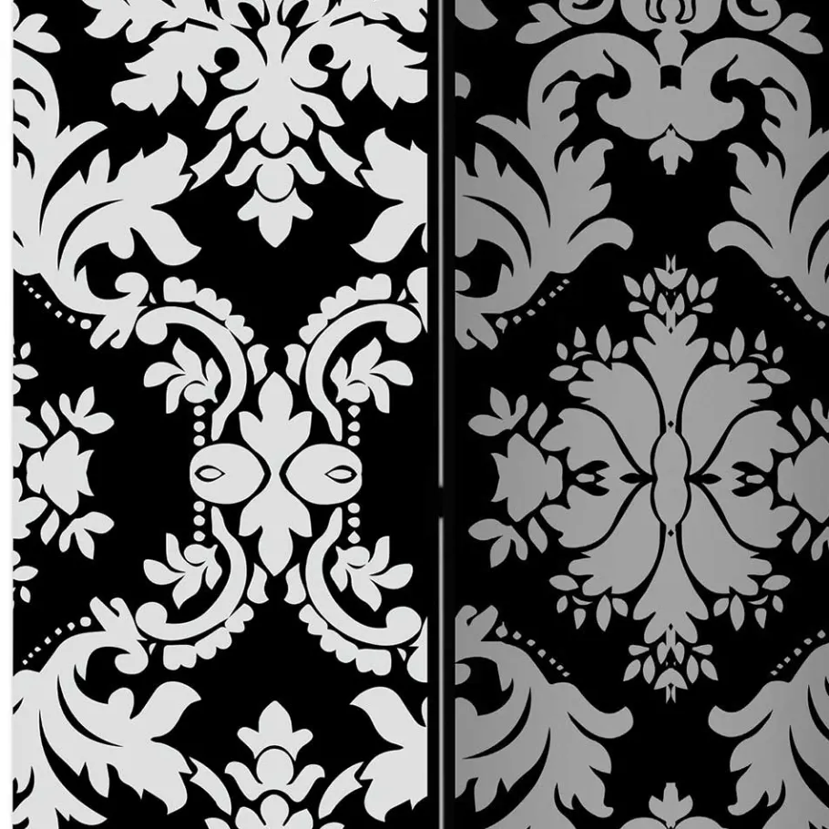Sale Wohnen Paravent mit Ornament Muster in Schwarz Weiß - Metallin