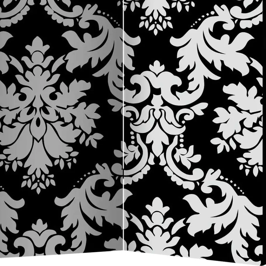 Sale Wohnen Paravent mit Ornament Muster in Schwarz Weiß - Metallin