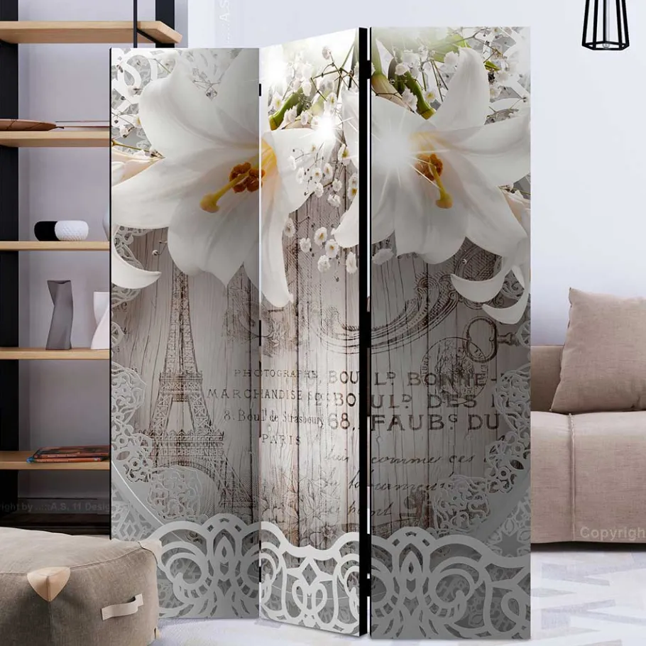 Best Wohnen Paravent mit Vintage Motiv Paris Lilien - Crane