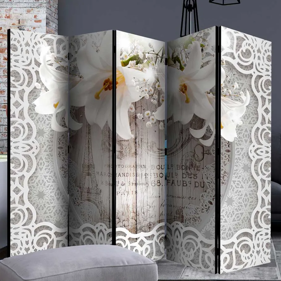 Best Wohnen Paravent mit Vintage Motiv Paris Lilien - Crane