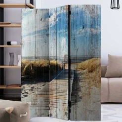 Discount Wohnen Paravent Vintage Look Strand Meer - Centres