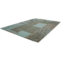 Wohnen Patchwork Muster Teppich in Türkis Taupe - Westwald