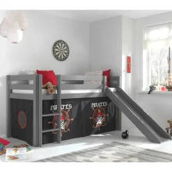 Online Wohnen Piratenhochbett mit Rutsche in Grau - Ainbols