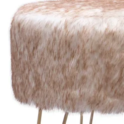 Outlet Wohnen Plüschiger Hocker mit Kunstfell Bezug - Montuna