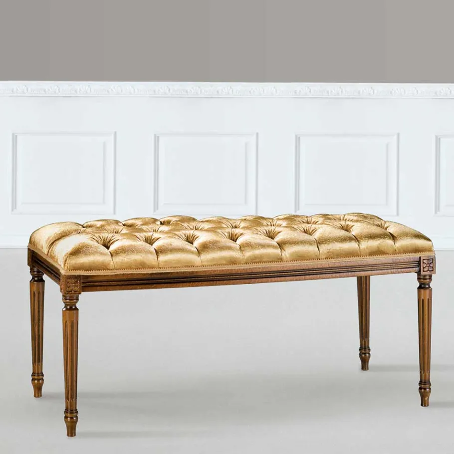 Clearance Wohnen Polsterbank Bettbank in Gold & Buche Braun - Machipo