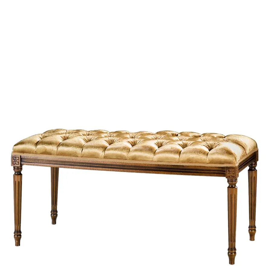Clearance Wohnen Polsterbank Bettbank in Gold & Buche Braun - Machipo