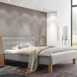 Clearance Wohnen Polsterbett Doppelbett in Grau Stoff - Pays