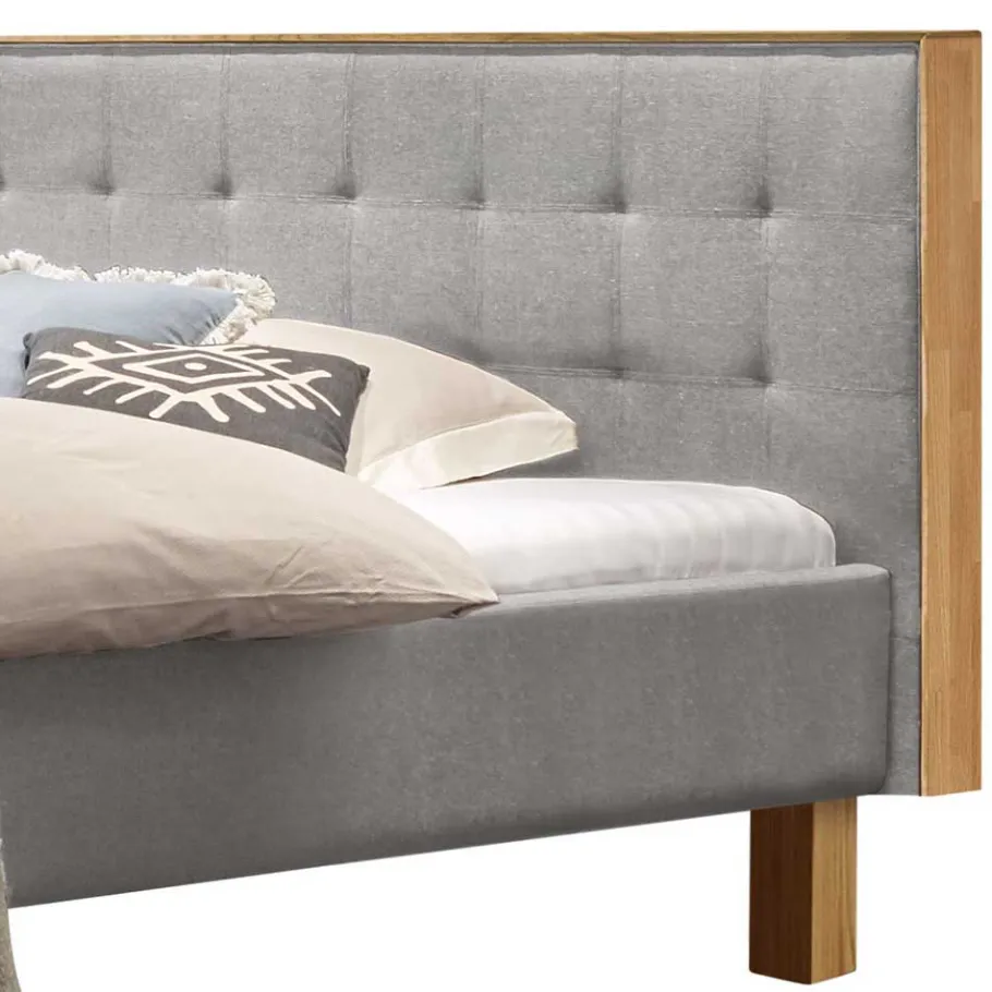 Clearance Wohnen Polsterbett Doppelbett in Grau Stoff - Pays