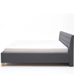 New Wohnen Polsterbett in Grau & Eiche - Saludio